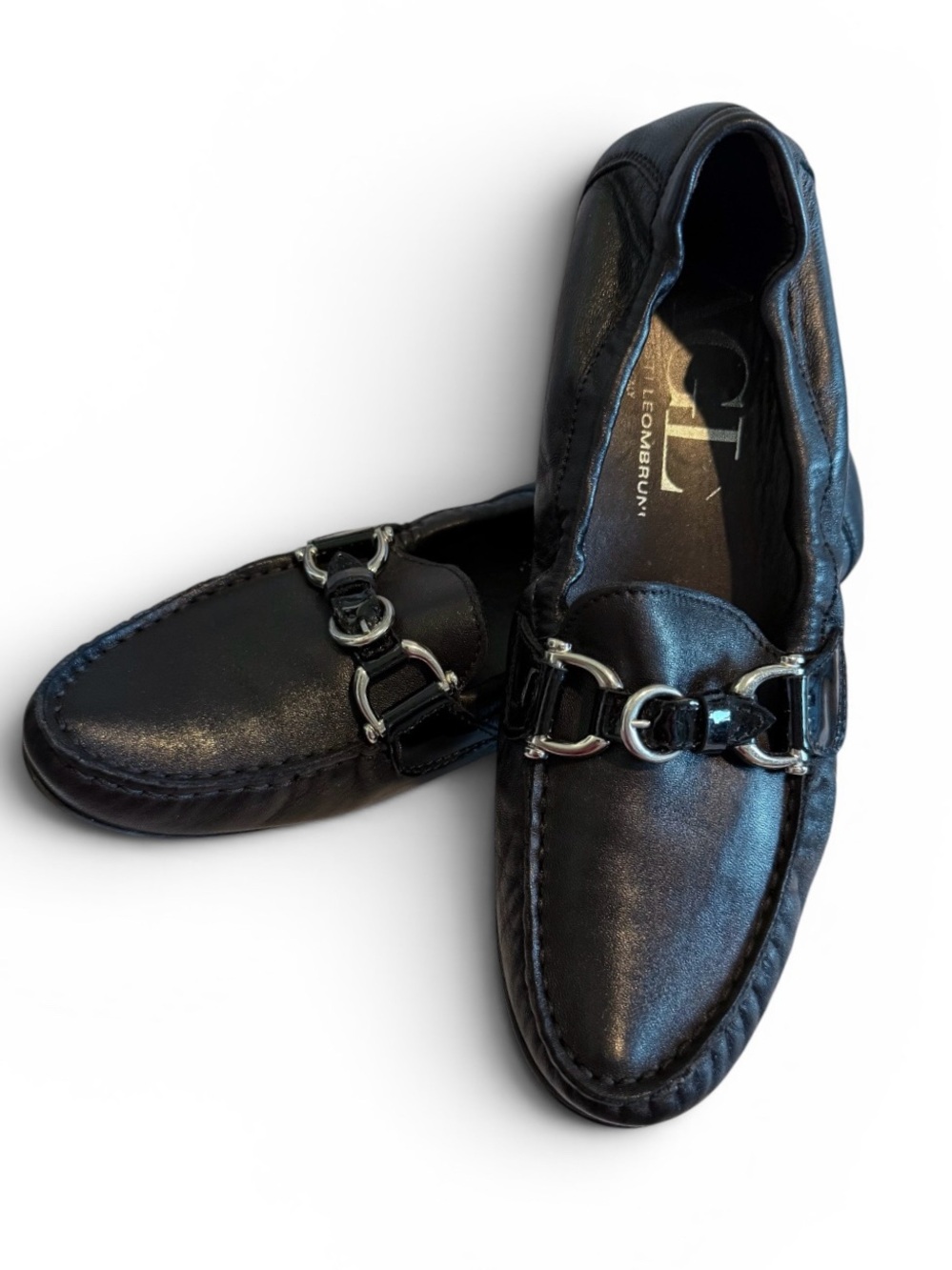 AGL Attilio Giusti Leombruni Black Leather Horse Bit Loafer EU Size 38.5 US 8.5